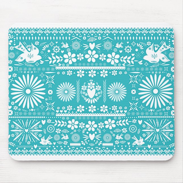 Tapis De Souris Papier de papier découpé Turquoise Picado Turquois (Devant)