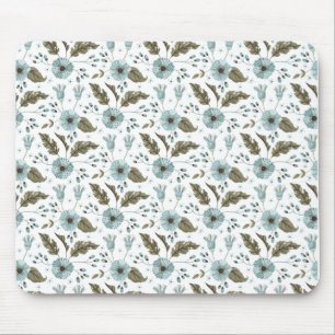 Tapis De Souris Papier floral bleu et vert