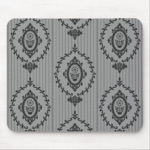 Tapis De Souris Papier peint baroque en gris