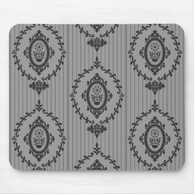 Tapis De Souris Papier peint baroque en gris (Devant)
