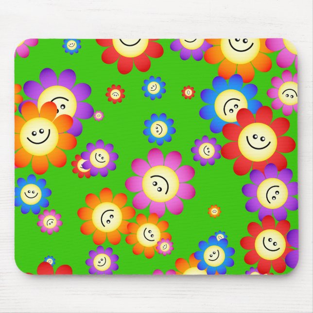 Tapis De Souris Papier peint heureux de fleurs (Devant)