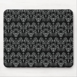 Tapis De Souris Papier peint vintage Damask - blanc + votre dossie