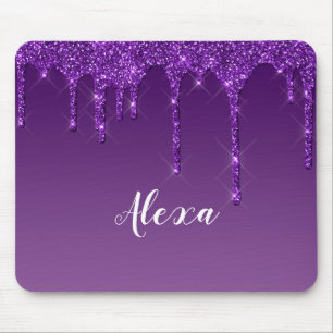 Tapis De Souris Papier personnalisé violet foncé avec paillettes q