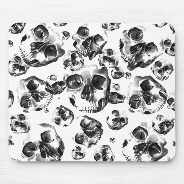Tapis De Souris Papiers peints personnalisés Crâne noir et blanc m (Devant)