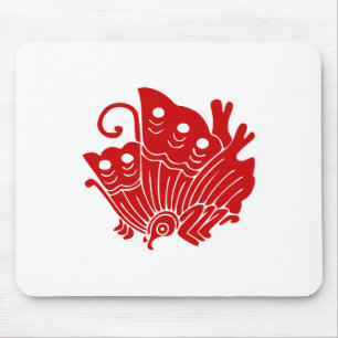 Tapis De Souris Papillon asiatique Japonais Conception Kamon