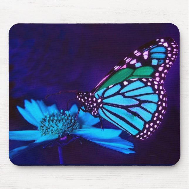 Tapis De Souris Papillon bleu léger Mousepad (Devant)