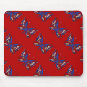 Tapis De Souris Papillon bleu rouge-Mousepad rouge