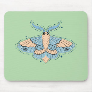 Tapis De Souris Papillon Céleste Fantaisiste — Bleu Douce et Pêche