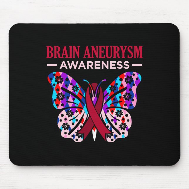 Tapis De Souris Papillon Cerveau Aneurysme Mois de sensibilisation (Devant)