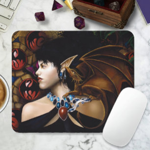 Tapis De Souris Papillon de fantaisie compagnon dragon elfe mystiq