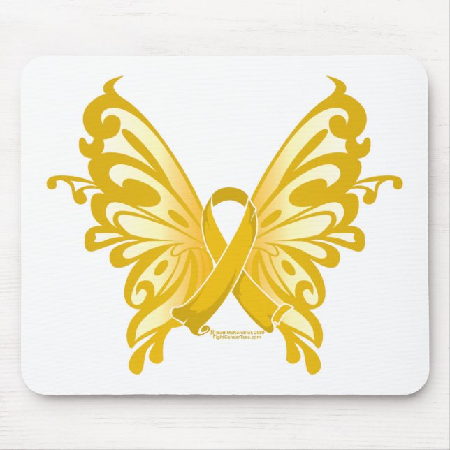 Tapis De Souris Papillon de ruban de Cancer d'enfance (Devant)
