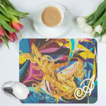 Papillon doré Monogramme Antique Liquide Abstrait