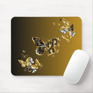 Tapis De Souris Papillon doré radieux – Accent botanique artistiqu