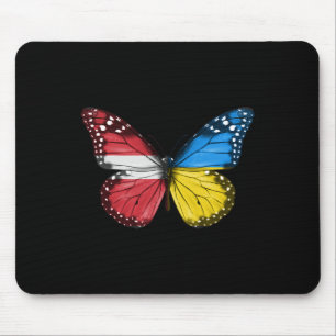 Tapis De Souris Papillon du drapeau letton ukrainien Lettonie Ukra