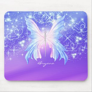 Tapis De Souris Papillon Fantaisie Rose Et Violet Étincelle