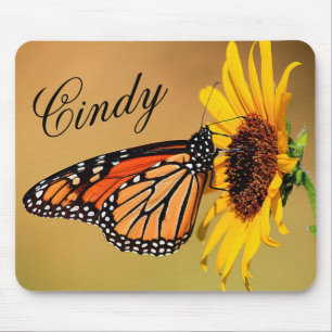 Tapis De Souris Papillon monarque et Souris de tournesol