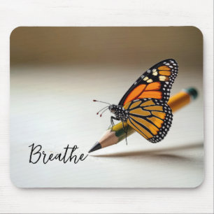 Tapis De Souris Papillon Monarque Sur Crayon Avec Texte
