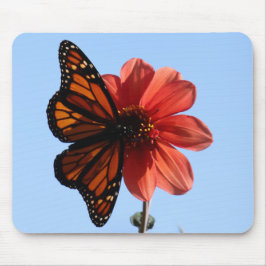 Tapis De Souris Papillon monarque sur une Dahlia