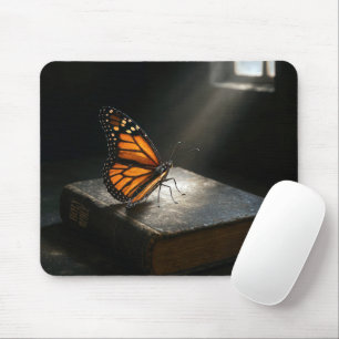 Tapis De Souris Papillon Monarque sur une Sainte Bible