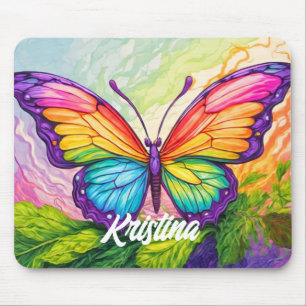 Tapis De Souris Papillon Monogramme Personnalisé Rétro Artistique