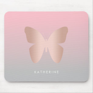 Tapis De Souris Papillon rose d'or élégant et tendance