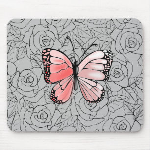 Tapis De Souris Papillon Rose Et Art Rose