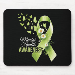 Tapis De Souris Papillon Ruban Vert de Sensibilisation à la Santé 