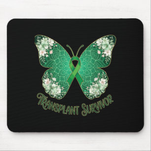 Tapis De Souris Papillon Ruban Vert Mandala Transplanté Survivant