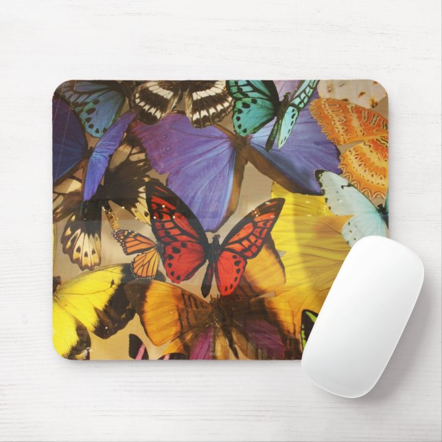 Tapis De Souris papillon tropical violet bordeaux orange (Avec souris)