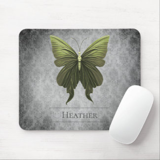 Tapis De Souris Papillon vert à bijoux Damas