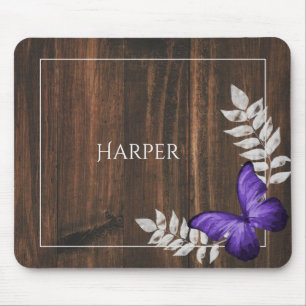 Tapis De Souris Papillon violet rustique Pad personnalisé