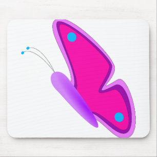 Tapis De Souris Papillon volant violet rose mou dessin