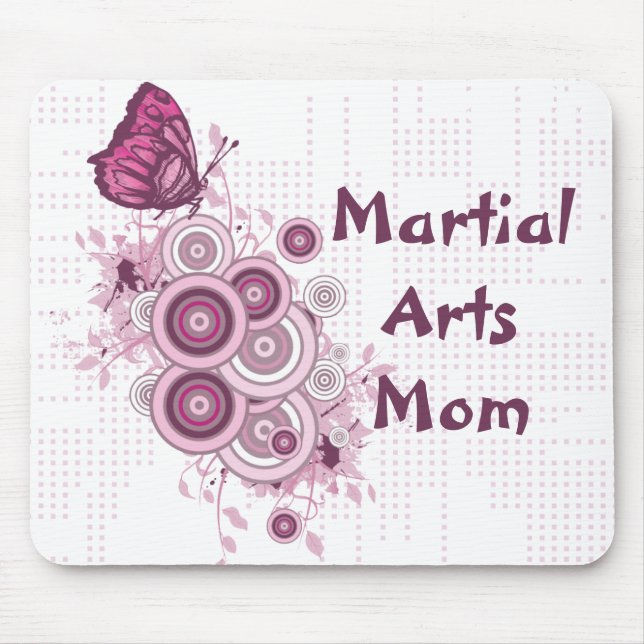 Tapis De Souris Papillons de rose de maman d'arts martiaux (Devant)