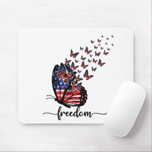 Tapis De Souris Papillons Élégants   Drapeau américain   Liberté