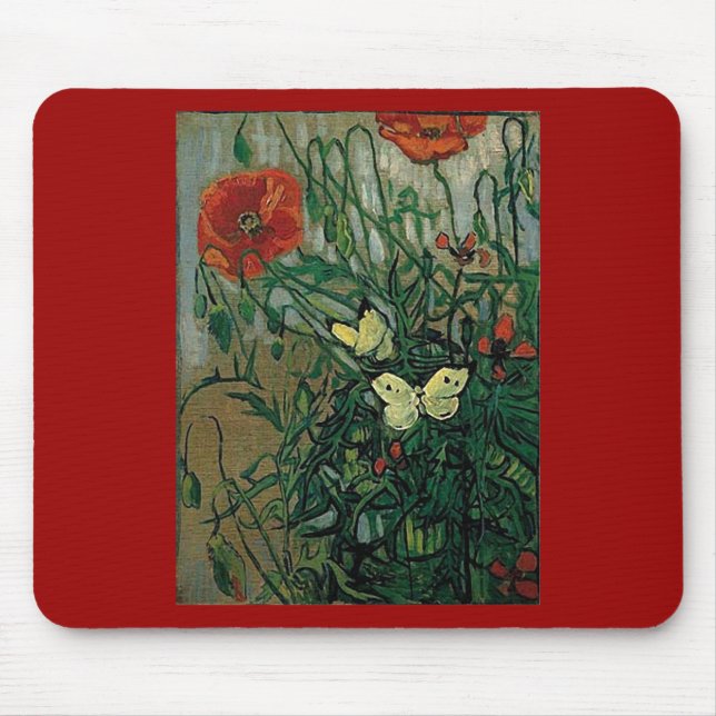 Tapis De Souris Papillons et papillons (F748) Van Gogh Art (Devant)