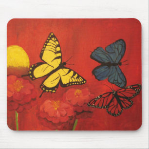Tapis De Souris Papillons et Zinnias Mousepad