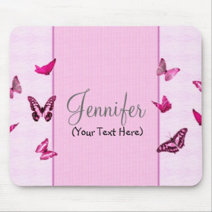 Tapis De Souris Papillons roses Girly personnalisés