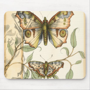 Tapis De Souris Papillons tandem au-dessus de feuille vert