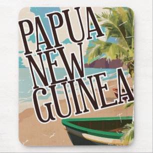 Tapis De Souris Papouasie-Nouvelle-Guinée vintage affiche de voyag