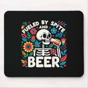 Tapis De Souris Par Spite Et Bière Halloween Squelette Floral