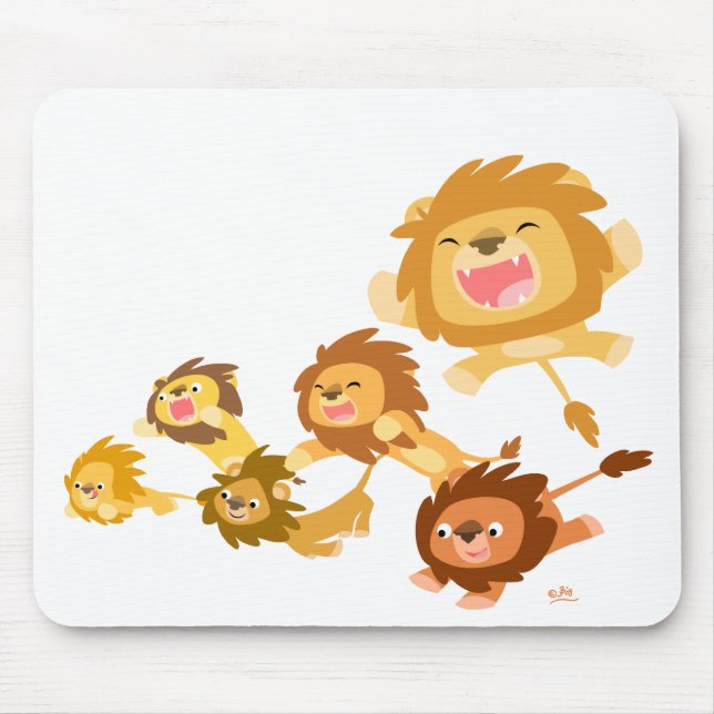 Tapis De Souris Parade de Lions Caricature mignonne Mousepad (Devant)