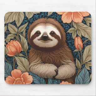 Tapis De Souris Paresseux Mignon Élégant Floral Inspiré de William