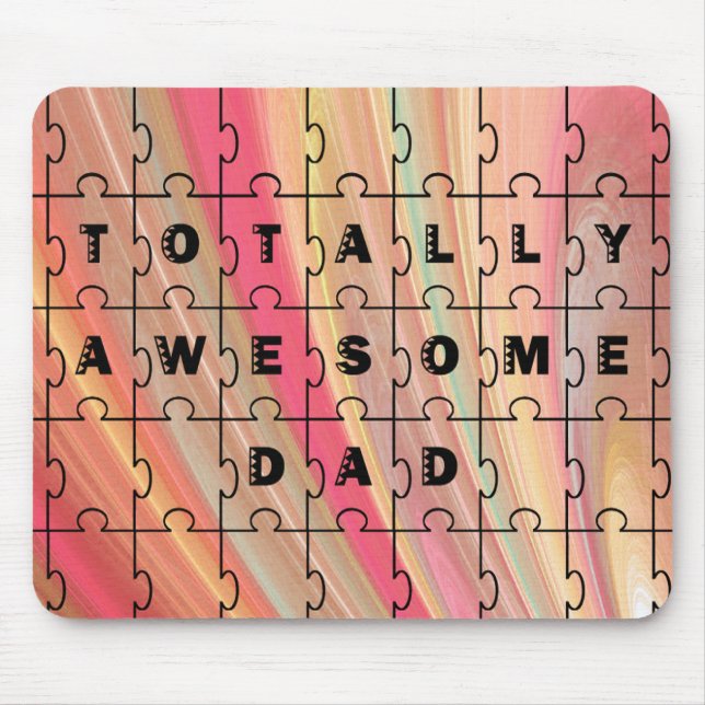 Tapis De Souris Parfait Papa Puzzle Texte rose/Motif Brown (Devant)
