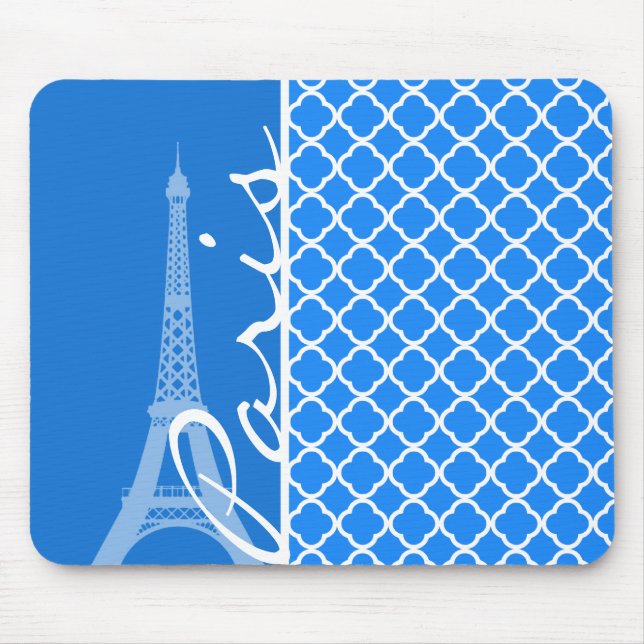 Tapis De Souris Paris ; Azure Blue Quatrefoil (Devant)