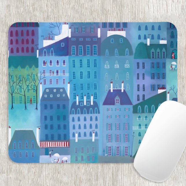 Tapis De Souris Paris bleu (Paris blue painting art mouse pad)
