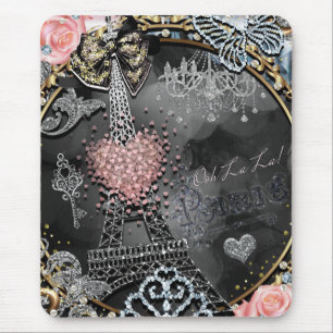 Tapis De Souris Paris Brillant Glamour Étincelle France Féminin Te