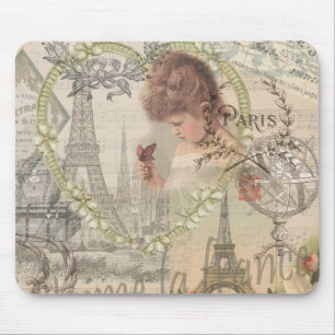 Tapis De Souris Paris France Jolie Fille Douce Tour Eiffel