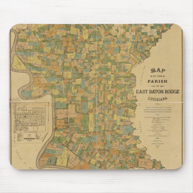 Tapis De Souris Paroisse carte de Baton Rouge est, Louisiane (Devant)