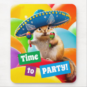 Tapis De Souris Parti Chipmunk De Sombrero
