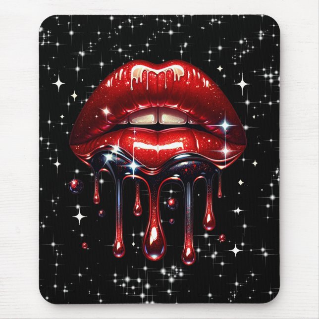 Tapis De Souris Parties scintillant à gouttes rouges Glam Sparkle (Devant)